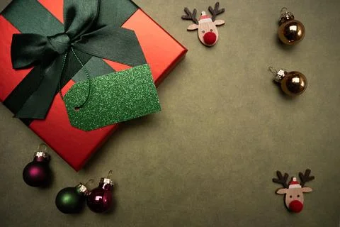 Christmas gift box with space to write a message Stock Photos