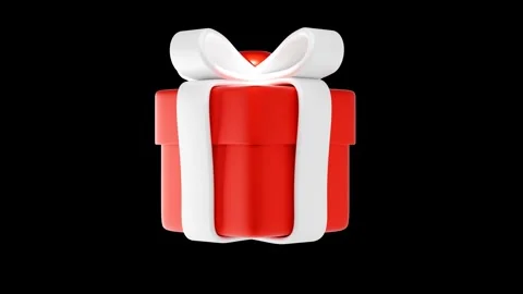 Christmas Gift Box with Transparent Background in 3D Animation Stock Footage 309319293