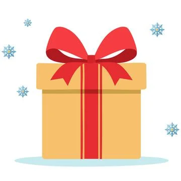 Christmas Gift Box Vector Icon - Holiday Present with Red Ribbon Stock Illustration