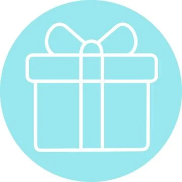 Christmas Gift Box Vector Icon in Light Blue Circle Badge Stock Illustration
