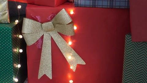Christmas gift boxes with bows Stock Footage 141331264
