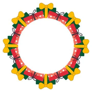 Christmas Gift Boxes Circular Frame Stock Illustration
