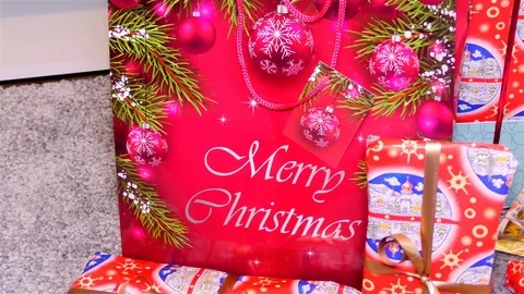 Christmas Gift Boxes, Closeup Stock Footage 122030485