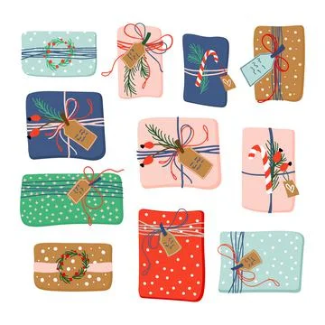 Christmas gift boxes collection Stock Illustration
