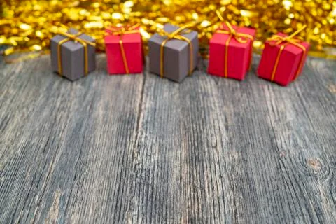 Christmas gift boxes. Copy space. Stock Photos