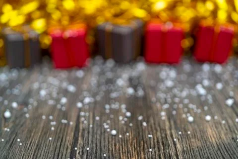 Christmas gift boxes. Copy space. Stock Photos
