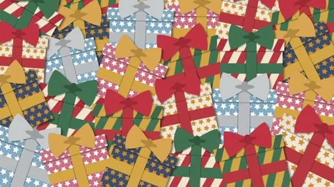 Christmas Gift Boxes Falling and Piling Up Screen Transition Stock Footage 343211981