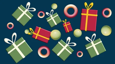 Christmas gift boxes floating across deep blue background 스톡 동영상 321551094