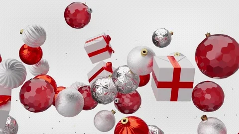 Christmas Gift Boxes Floating And Falling on Alpha Stock Footage 166975074