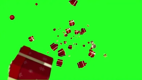 Christmas gift boxes flying and rotating animation on green screen Stock Footage 320551145