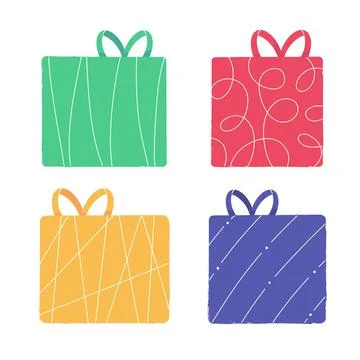 Christmas gift boxes. Gifts for winter holidays. Vector illustrations isolated Stock Illustration