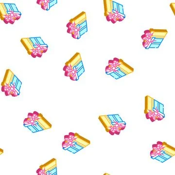 Christmas gift boxes isometric icon seamless pattern Stock Illustration