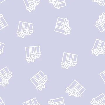 Christmas gift boxes line vector seamless pattern イラスト素材