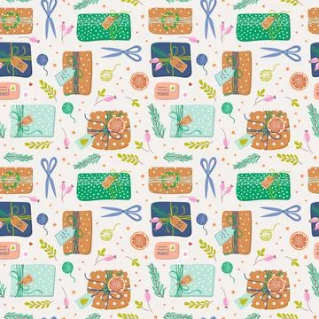 Christmas gift boxes pattern Stock Illustration