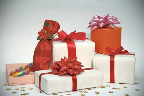 Christmas gift boxes Stock Photos