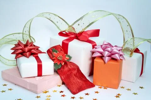 Christmas gift boxes Stock Photos