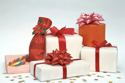 Christmas gift boxes Stock Photos