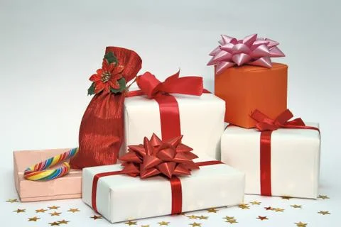 Christmas gift boxes Stock Photos