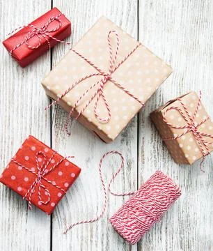 Christmas gift boxes Stock Photos