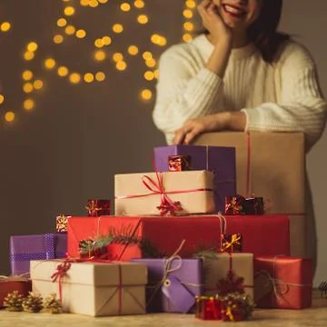 Christmas gift boxes 写真素材