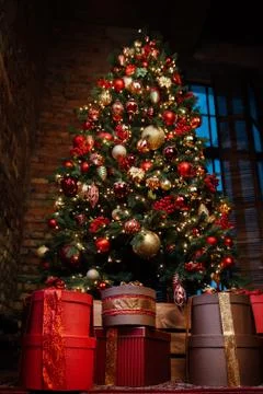 Christmas gift boxes Stock Photos
