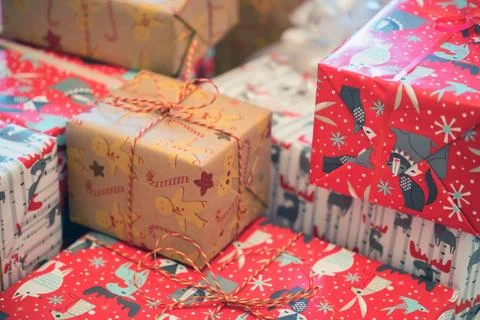 Christmas gift boxes 写真素材