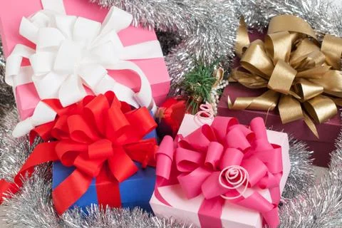 Christmas gift boxes 스톡 사진