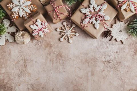 Christmas gift boxes. Stock Photos
