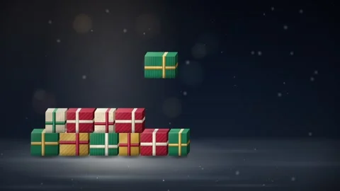 Christmas Gift Boxes Stacking Into Tree Shape Animation Stock Footage 347011115