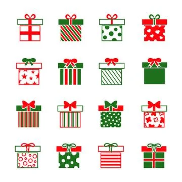 Christmas gift boxes vector icons set Stock Illustration