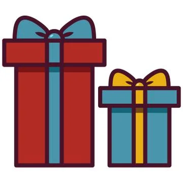 Christmas gift boxes vector illustration. Wrapped present flat design for decor 스톡 일러스트