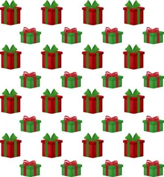 Christmas gift boxes vector pattern in retro style. Seamless background with  Stock Illustration
