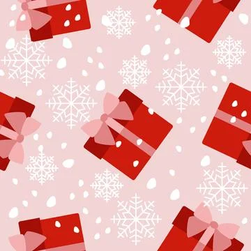 Christmas gift boxes vector pattern in retro style. Seamless background with  Stock Illustration