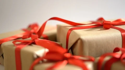 Christmas gift boxes on white background Stock Footage 92842788