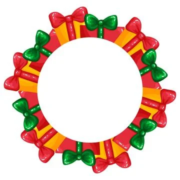 Christmas Gift Boxes Wreath Frame Border Stock Illustration