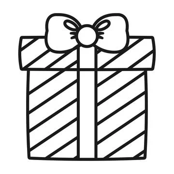 Christmas gift. Coloring page. Vector illustration Stock Illustration