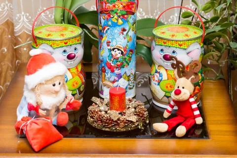 Christmas gift composition Stock Photos