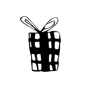 Christmas gift design element drawn by kids in doodle style of marker pen. Stock Illustration