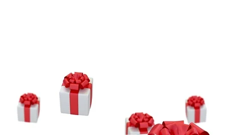 Christmas gift dropping and bouncing on white background in slow motion Stock Footage 82531376