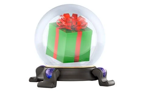 Christmas gift inside crystal ball. 3D rendering Stock Illustration