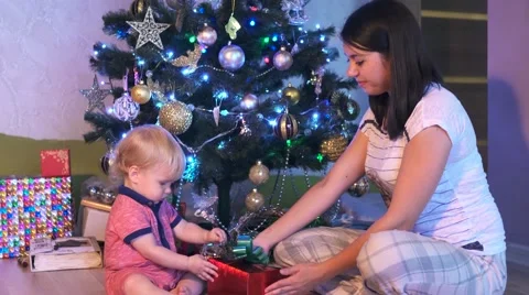 Christmas gift with light surprise.  Stock Footage 68645754