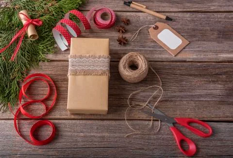 Christmas gift to pack. Stock Photos