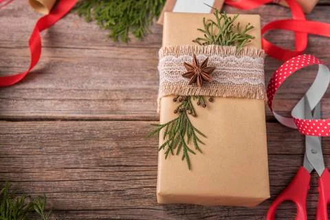 Christmas gift to pack. Stock Photos