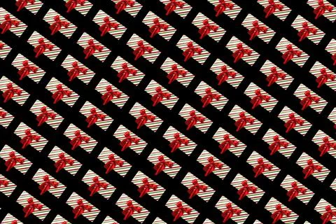 Christmas gift pattern black background little fragments Stock Photos