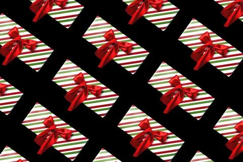 Christmas gift pattern black background medium fragments Stock Photos