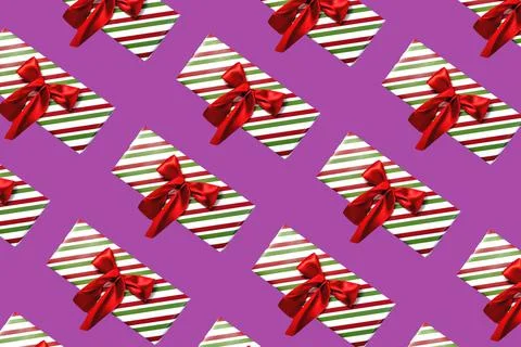 Christmas gift pattern purple background medium fragments Stock Photos