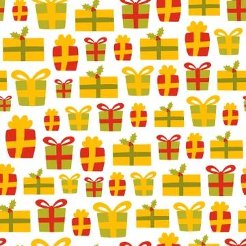 Christmas gift pattern on white background Stock Illustration