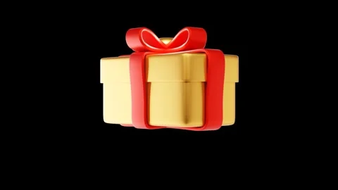 Christmas Gift Present Box with Transparent Background Animation Stock Footage 309319317