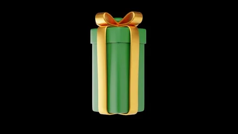 Christmas Gift Present Box with Transparent Background Animation Stock Footage 309319322