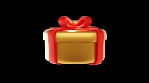 Christmas Gift Present Box with Transparent Background Animation Stock Footage 309319325
